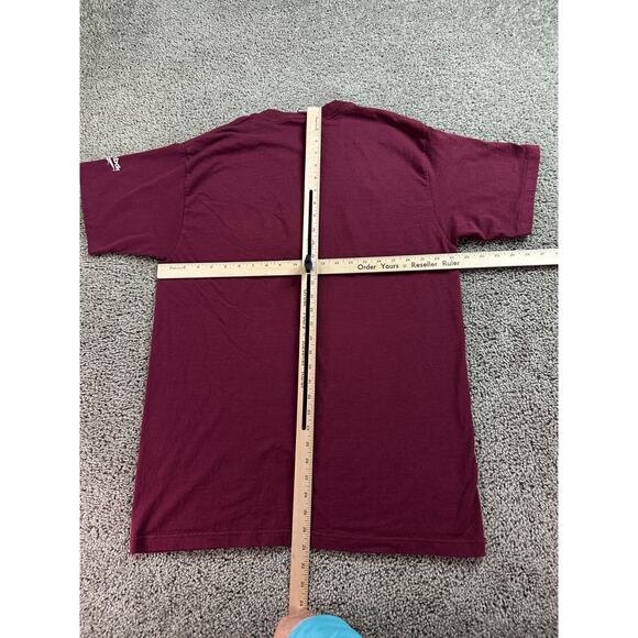 VTG 90s Reebok Shirt Mens L Maroon Blue Single Stitch Short Sleeve USA Made - Picture 7 of 10